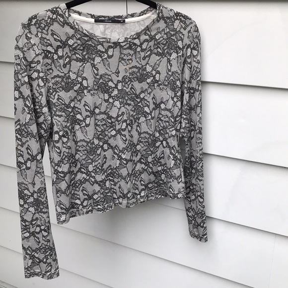 J Brand grey lace print long sleeve shirt sz S - Picture 2 of 6